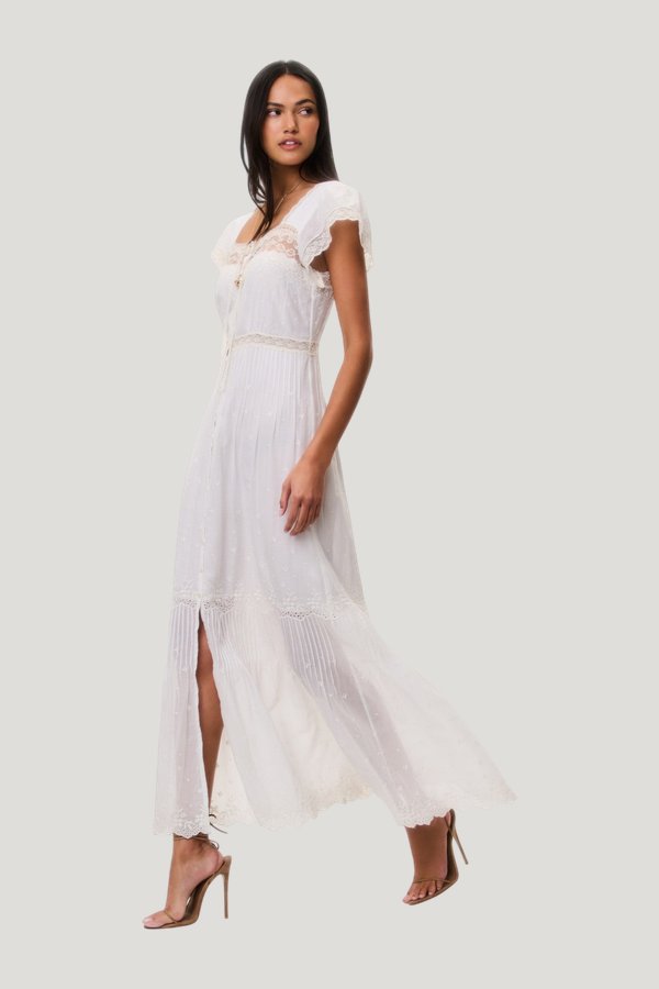 Georgine Cotton Lace Maxi Dress — model side
