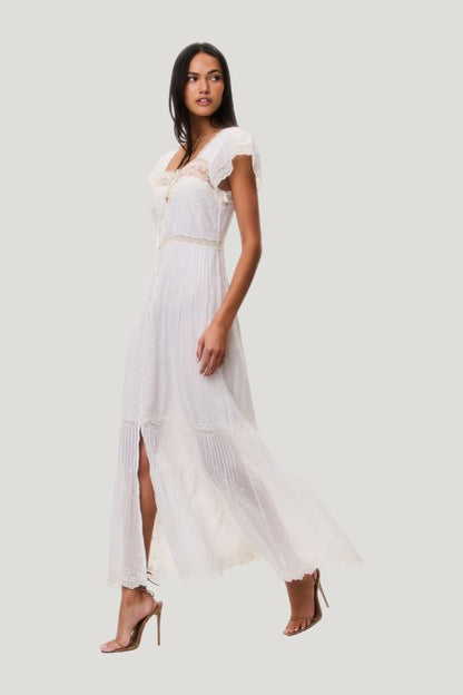 Georgine Cotton Lace Maxi Dress — model side