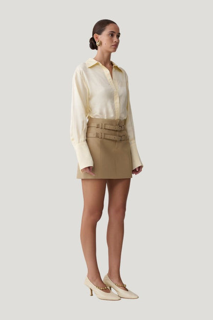 Gia Long Sleeve Satin Shirt — carry 3