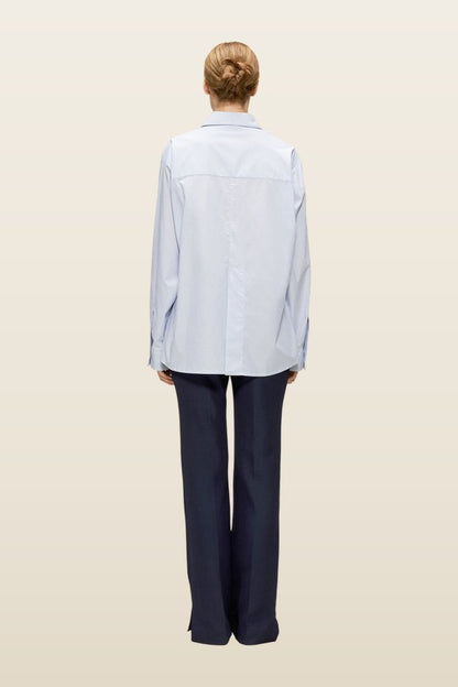 Gia Shirt Blue Stripes — model back
