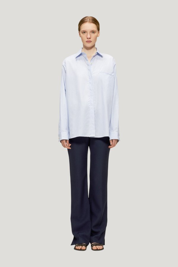 Gia Shirt Blue Stripes — model front
