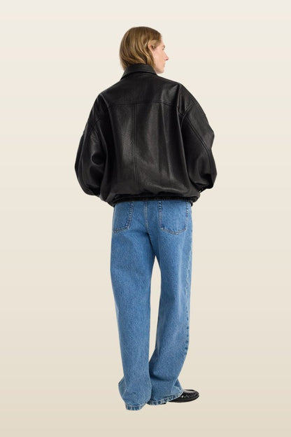 Grain leather aviator jacket — model back