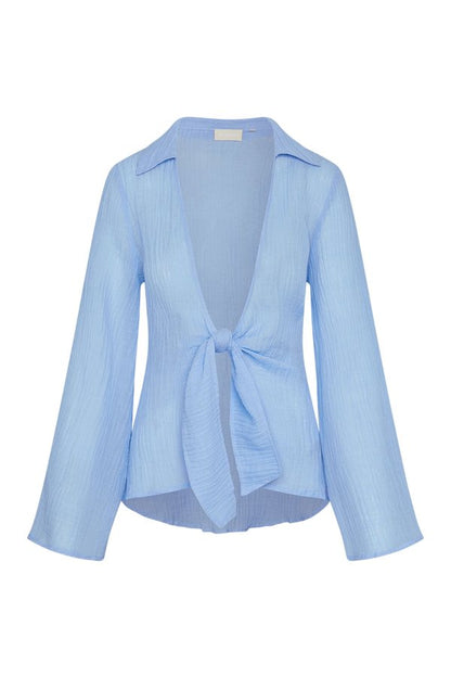 Grenada Tunic - Sky Crinkle Linen — packshot