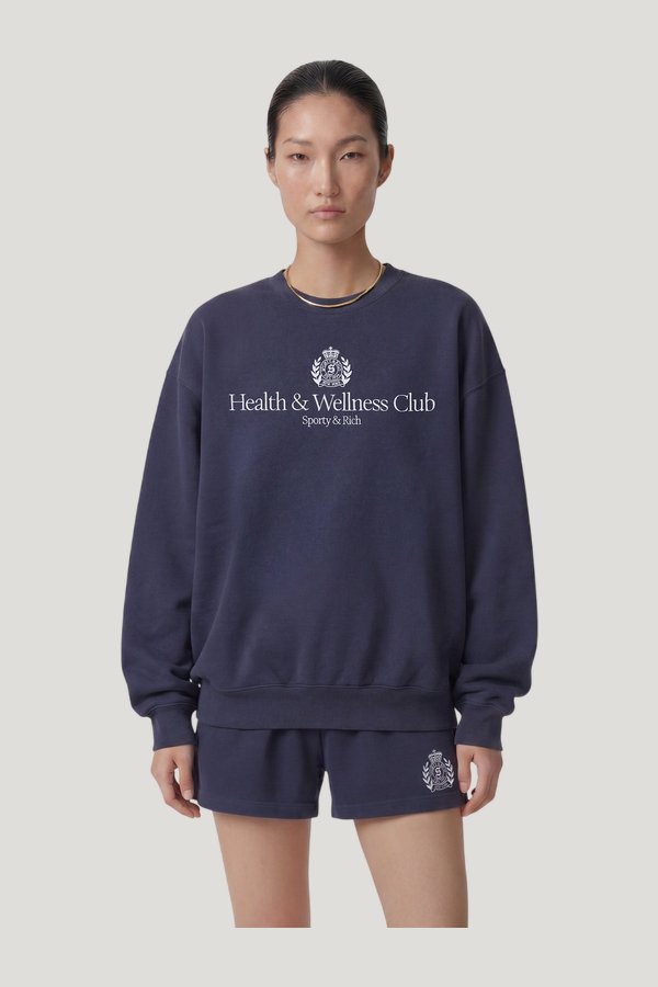 H&W Crest Embroidered Crewneck — model side