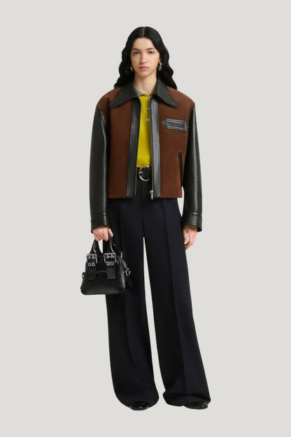 Black leather mini Belte Bag — model front