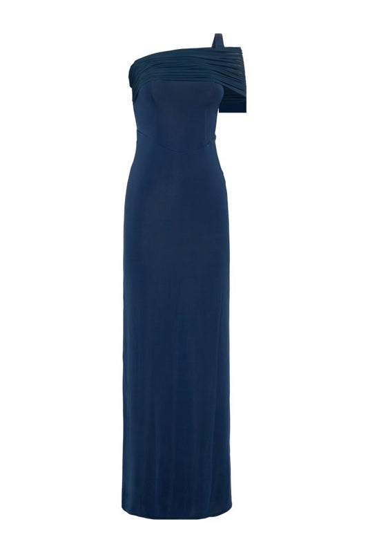 Hanh One Shoulder Mesh Maxi Dress - Ink — packshot