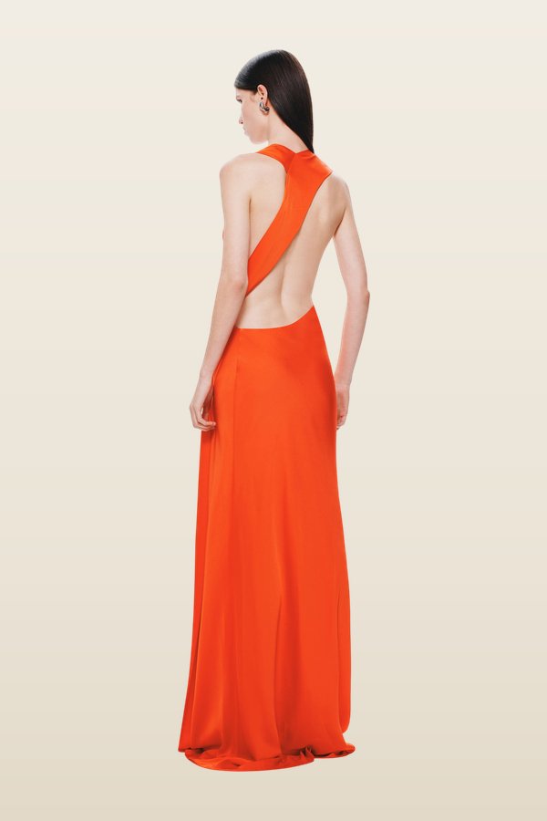 The Harlow Satin Dress — model back