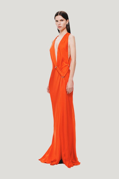The Harlow Satin Dress — model side