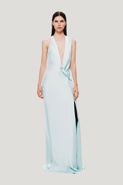 The Harlow Satin Dress — model front