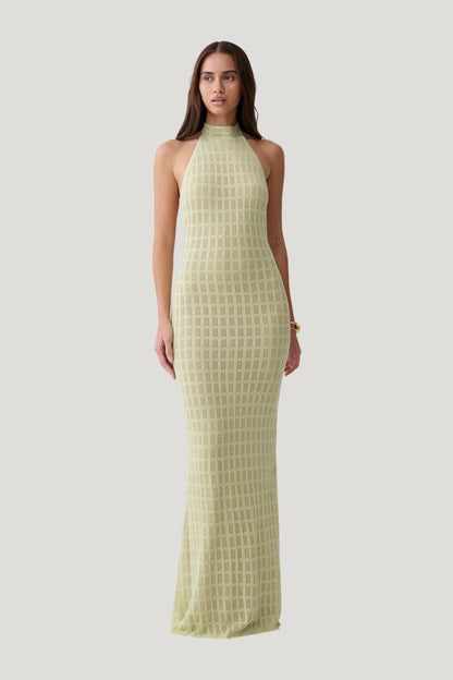 Hayley Halter Knit Maxi Dress — model front