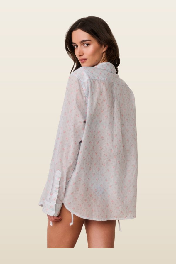 Hudley Floral Cotton Unisex Shirt — model back
