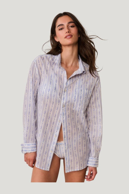 Hudley Floral Cotton Unisex Shirt — model front