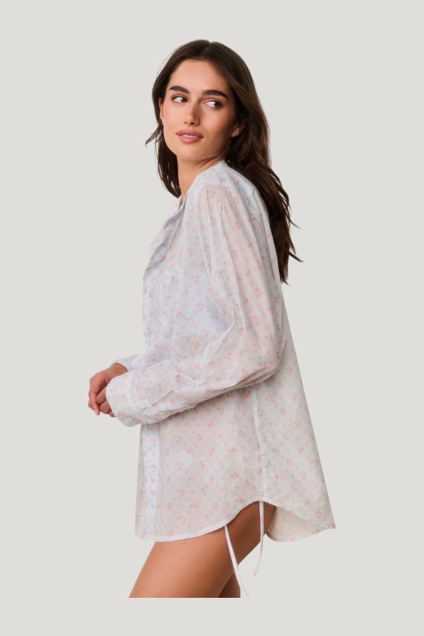 Hudley Floral Cotton Unisex Shirt — model side