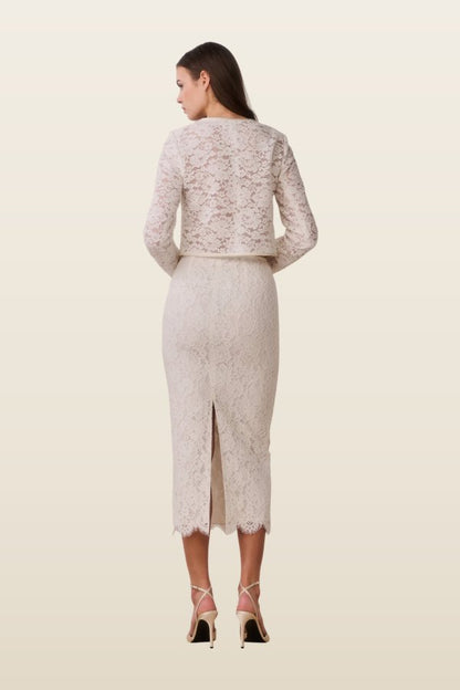 Ilse Lace Midi Pencil Skirt — model back