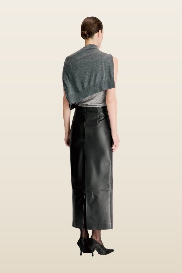 INGA Leather maxi skirt — model back