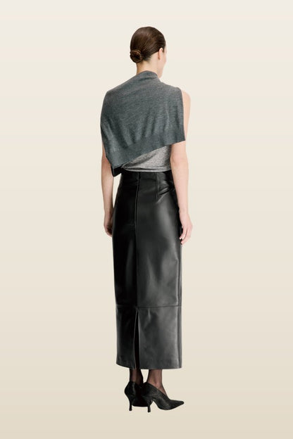 INGA Leather maxi skirt — model back
