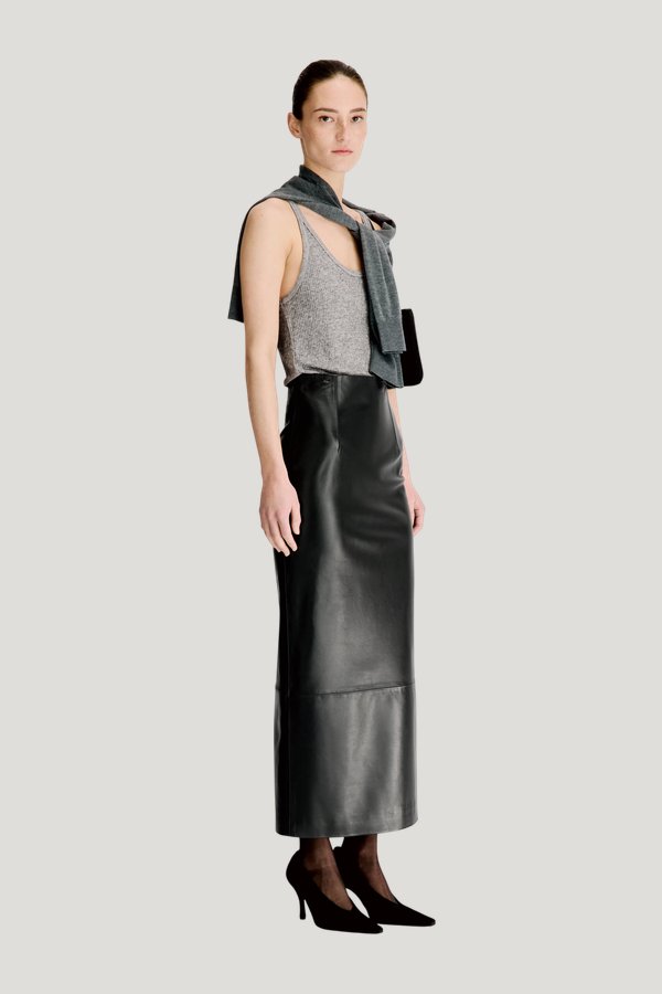 INGA Leather maxi skirt — model side