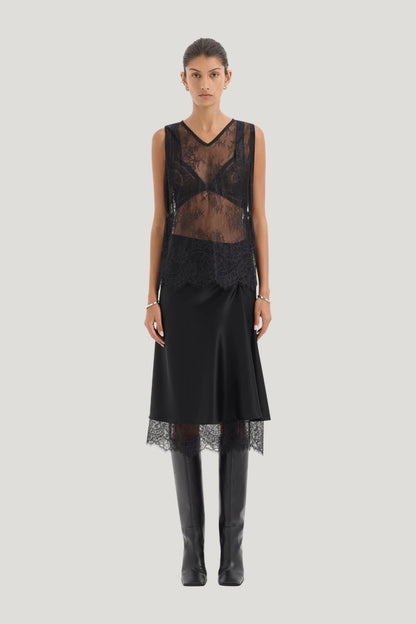 Ingrid Lace Midi Skirt — model front