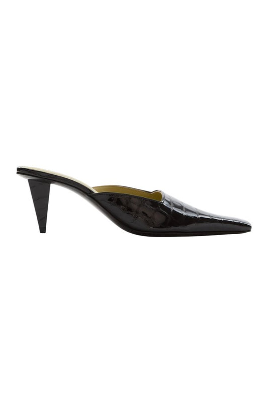 Iris Mule in Black Croc Embossed Leather — packshot