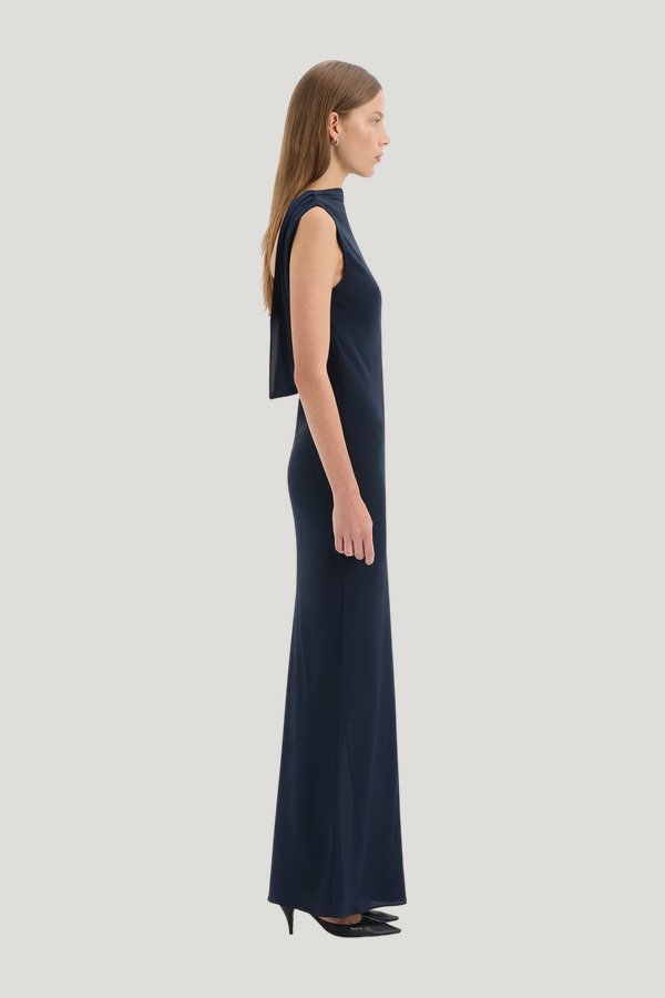 Isla Cowl Back Gown — model side