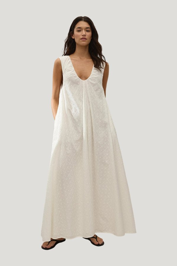 Juana Maxi Dress Valentina Broderie — model front