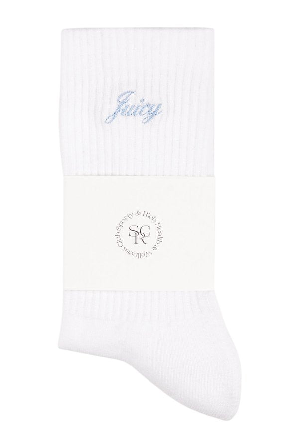 Juicy Script Sock - White/Sky — packshot