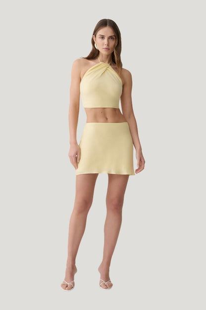 Juliana Cupro Mini Skirt - Butter — model front