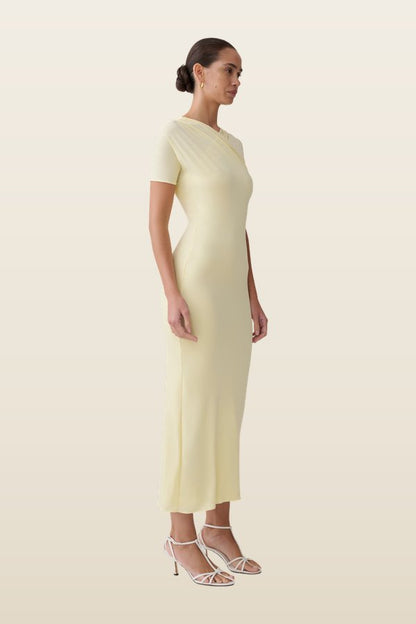 Junie Cross-Over Neck Slinky Maxi Dress — model back