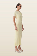 Junie Cross-Over Neck Slinky Maxi Dress — model back