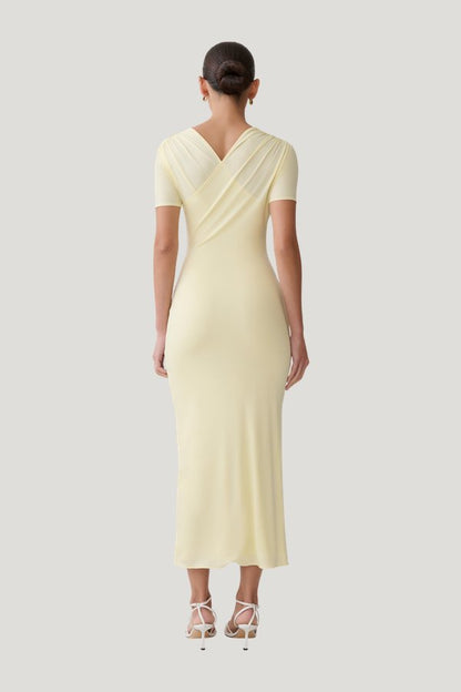 Junie Cross-Over Neck Slinky Maxi Dress — model front