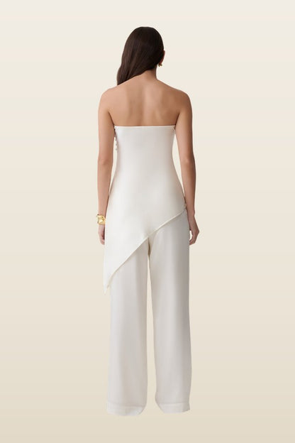 Kayla Silk Blend Straight Leg Pants — model back
