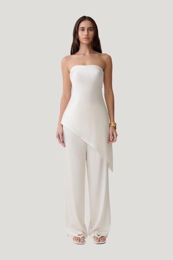 Kayla Silk Blend Straight Leg Pants — model front