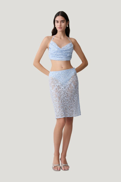 Kiara Pearl Beaded Cowl Crop Top — carry 2