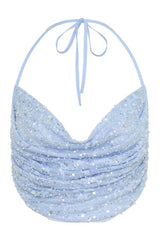 Kiara Pearl Beaded Cowl Crop Top — packshot