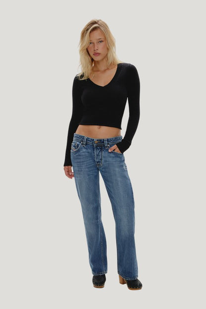 Kit V Neck Knit Sweater — model front