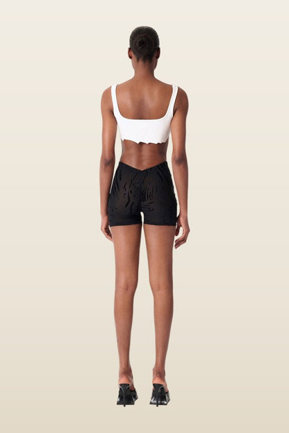 Knockout Shorts Black Zebra Print — model back