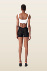 Knockout Shorts Black Zebra Print — model back