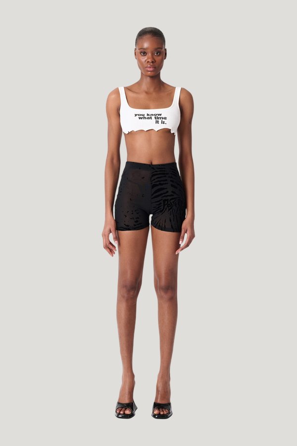 Knockout Shorts Black Zebra Print — model front