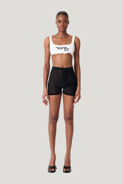 Knockout Shorts Black Zebra Print — model front