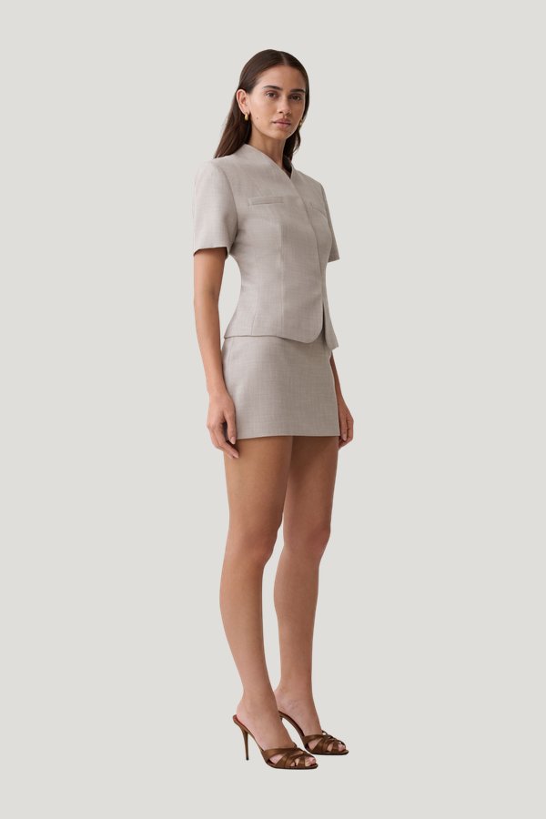 Laila Suiting Mini Skirt — model side