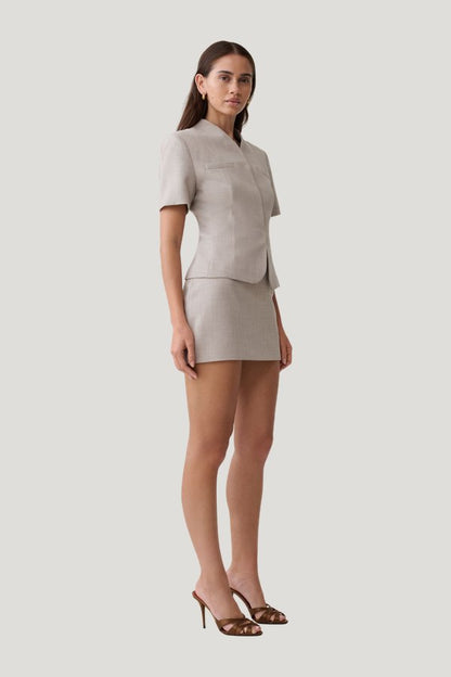 Laila Suiting Mini Skirt — model side