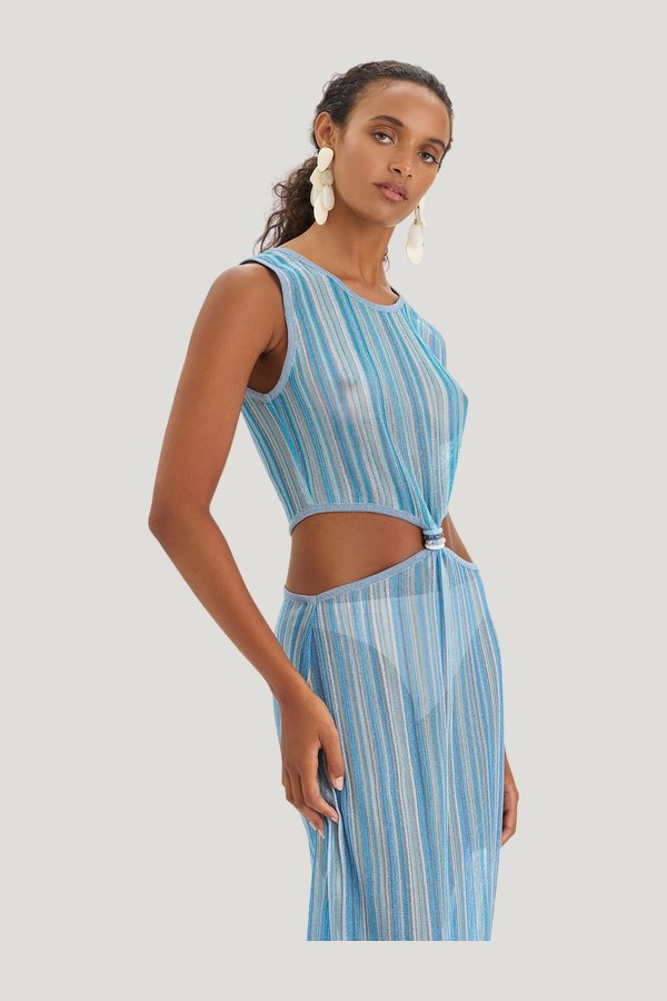 Lana Dress - Sea Breeze — model side