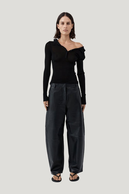 Leather Balloon Pants — model front