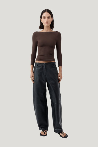 Leather Balloon Pants — model side