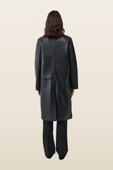 Leather Minimal Coat — model back