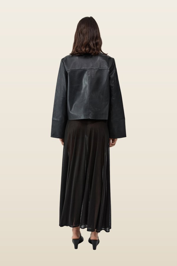 Leather Minimal Jacket — model back