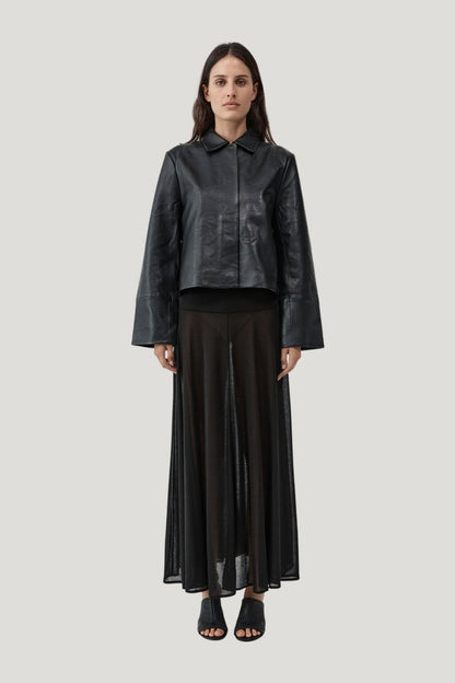 Leather Minimal Jacket — model front
