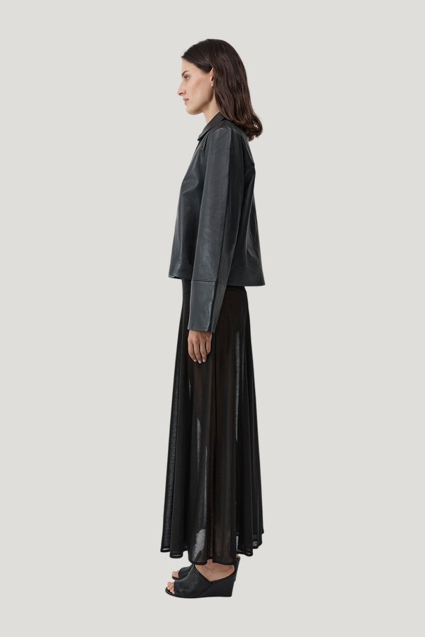 Leather Minimal Jacket — model side
