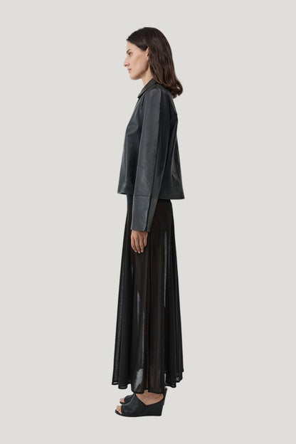 Leather Minimal Jacket — model side