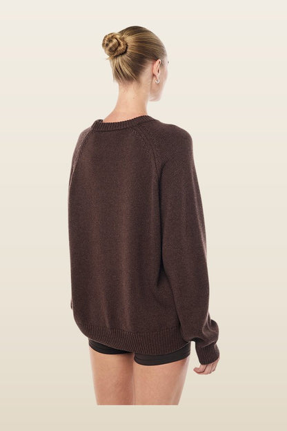 Legacy Knit Crew In Coffee — model back